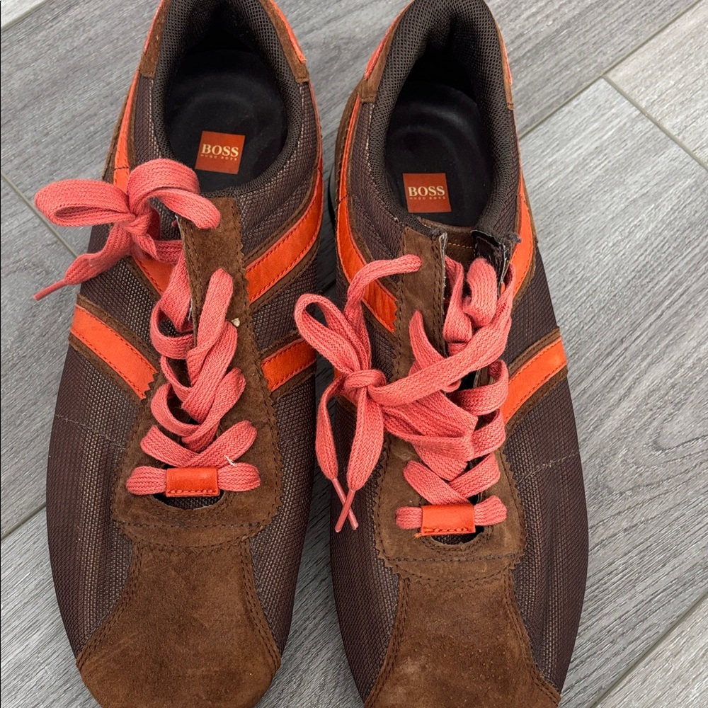 Boss Men's Sneakers in Brown and Orange